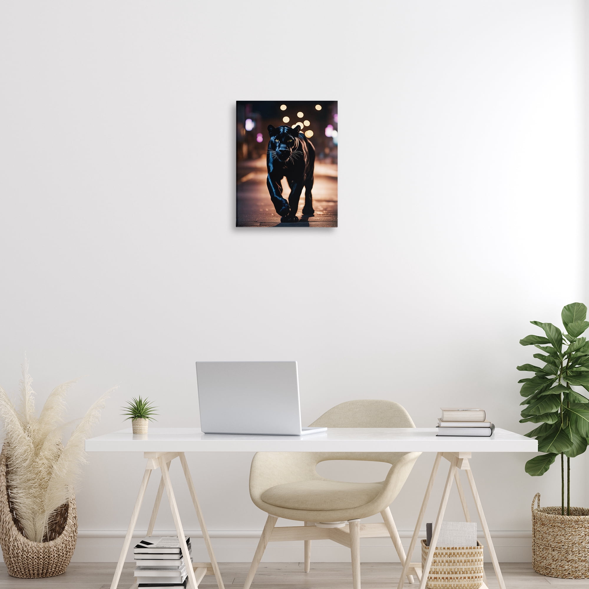Stupell Industries Stalking Panther on Street Animals Painting Wrapped Canvas Art Print Wall Art, 16 x 20