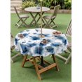 thumbnail image 4 of Outdoor Tablecloths with Umbrella Hole & Zipper, Navy Blue Floral Round Tablecloths 60 Inch, Spring Flowers Butterflies Watercolor Waterproof Table Cloth, Patio/Pool/Picnic Table Covers, 4 of 8