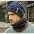 thumbnail image 4 of 2 Pieces Winter Warm Hat Scarf Set Knit Thick Beanie Scarves Knitted Cap for Men, 4 of 11
