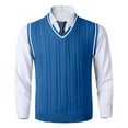 thumbnail image 2 of YMNXA Mens Sweaters Vest Sleeveless V Neck Solid Color Knitted Comfortable Slim Fit Top For Casual Daily Wear Blue L, 2 of 8
