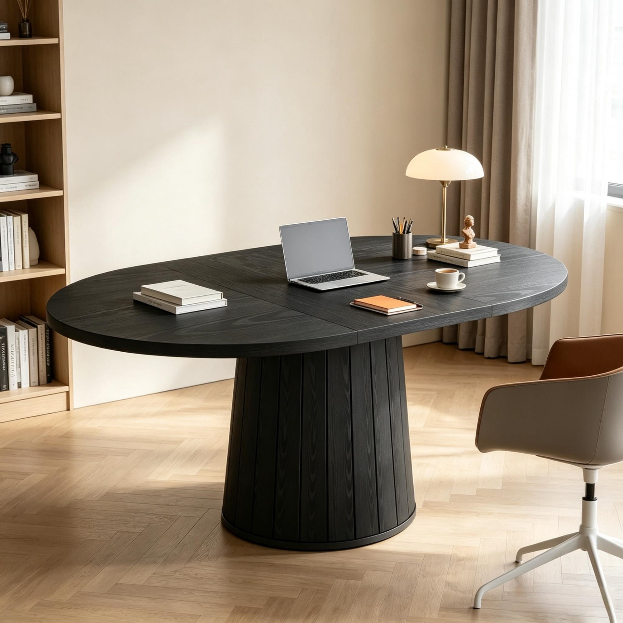 55 in Oval Wood Conference Table for 6 People