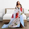 thumbnail image 6 of Red Cardinal Birds and Cherry Flowers Throw Blanket Ultra Soft Warm All Season Decorative Fleece Blankets for Bed Chair Car Sofa Couch Bedroom 50"X40", 6 of 6