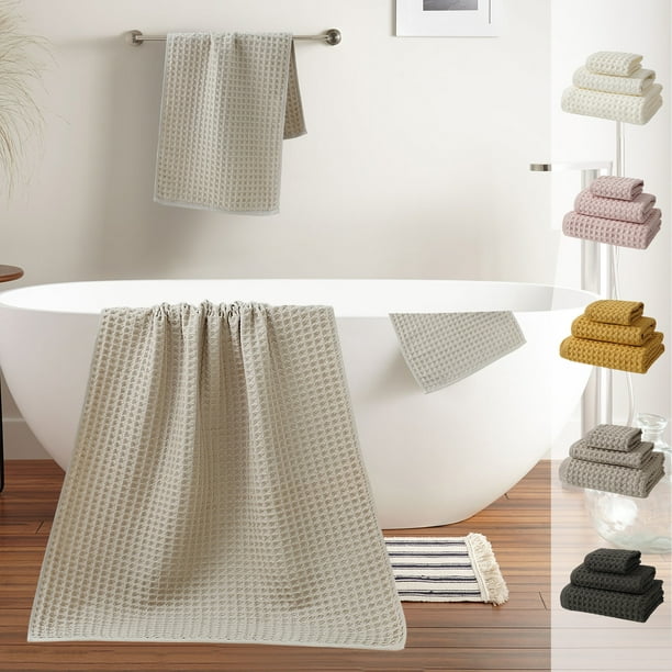 Xihbxyly Juego de Toallas de Baño de Poliéster Suave, de Secado Rápido, con Cuadrados, Ideal para Spa, Multiusos, para Baño y Playa, 3 Piezas, 73 X 34 Cm, 35 X 35 Cm, 70 X 140 Cm