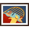 thumbnail image 4 of Art.com Hogging The Bed Yellow Giclee Print by Stephen Huneck, Brown Frame Wall Art, 40" x 32", 4 of 4