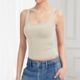 thumbnail image 2 of Bmisegm Women's Square Neck Tank Top Sleeveless Double Lined Basic Tops Sharp Collection Tank Tops for Women Beige S, 2 of 4