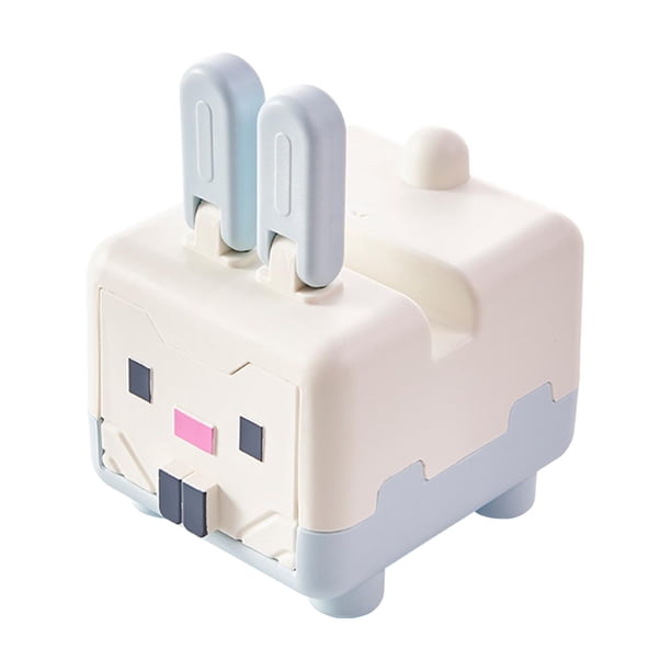 Soporte para teléfono con diseño de animales y dibujos animados, soporte para teléfono adorable, mini cajas de almacenamiento de cosméticos. Conejo Azul