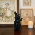 thumbnail image 4 of Easter Flocked Bunny Goth Figurine with Bow Tie 8.4" Easterween Rabbit Tabletop Decorations for Easter Centerpieces Easterween Ornament Spring Home Party Mantel Decor, 4 of 6