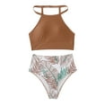 thumbnail image 2 of Itsame Beach Women's Swimsuits Sets, Printed 1 Piece Swimsuits Coffee, 2 of 4