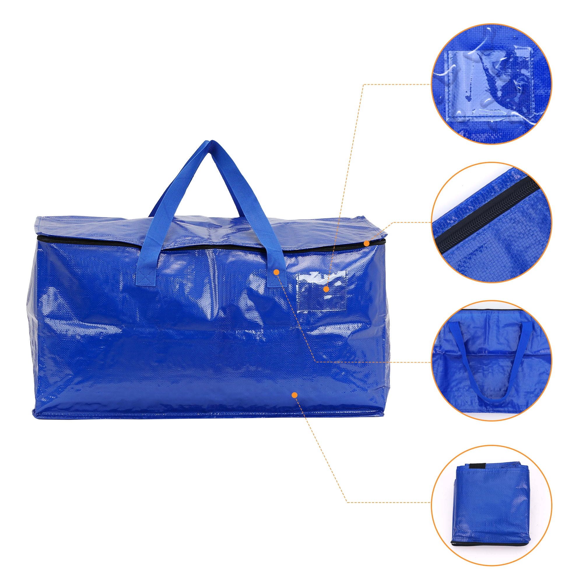 Unique Bargains 4 Packs Clothes Storage Bags Moving Bags Blue 27*14*14in