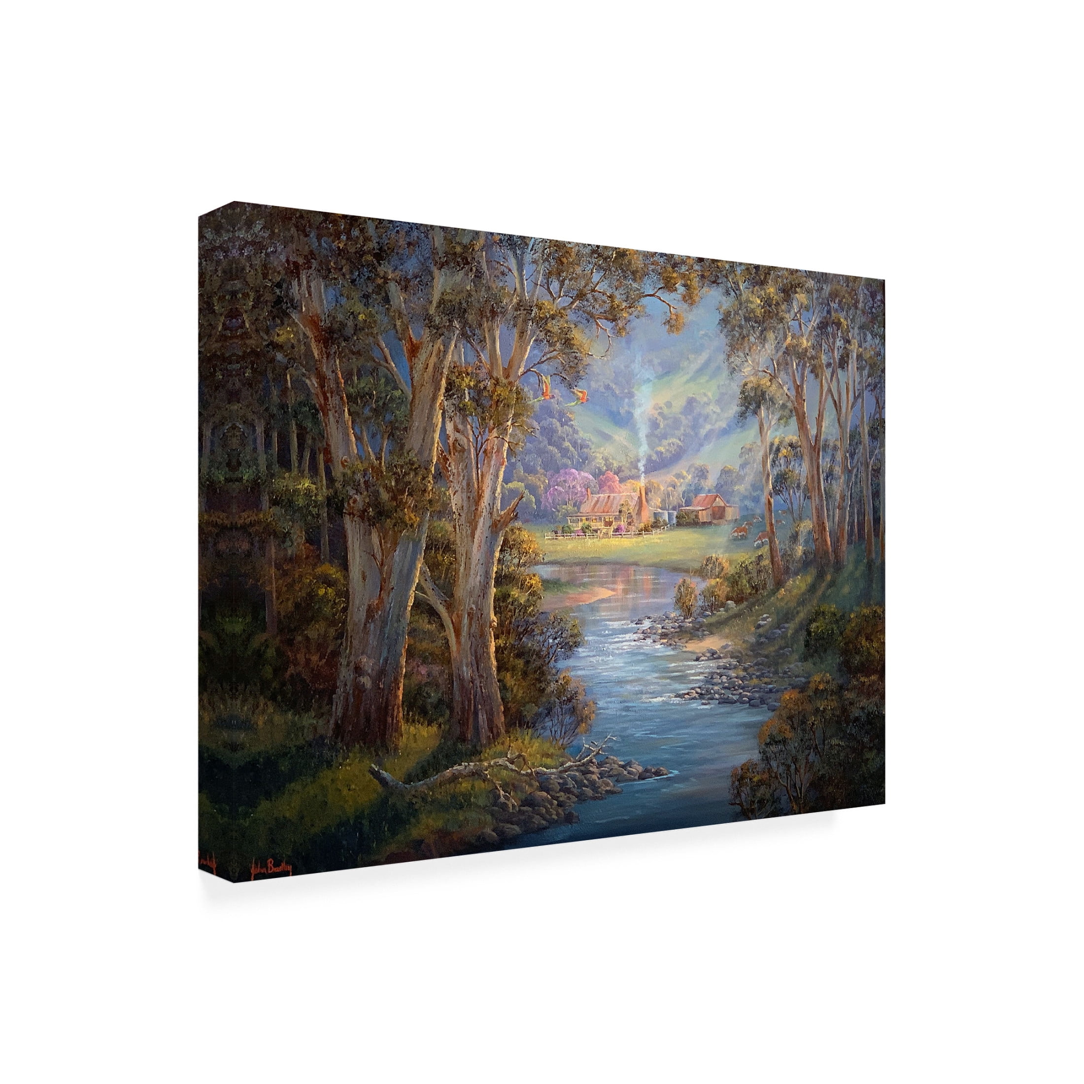 Canvas Wall Art - John Bradley 'Peaking through the Forest' Wall Art for Living Room, Bedroom, or Office Décor by Trademark Fine Art - 32 x 24 Inches