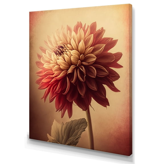 Designart Orange Dahlia Flower VI Canvas Wall Art