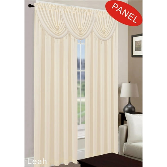 Leah Jacquard Rod Pocket Window Panel, Cream, 54x84 Inches