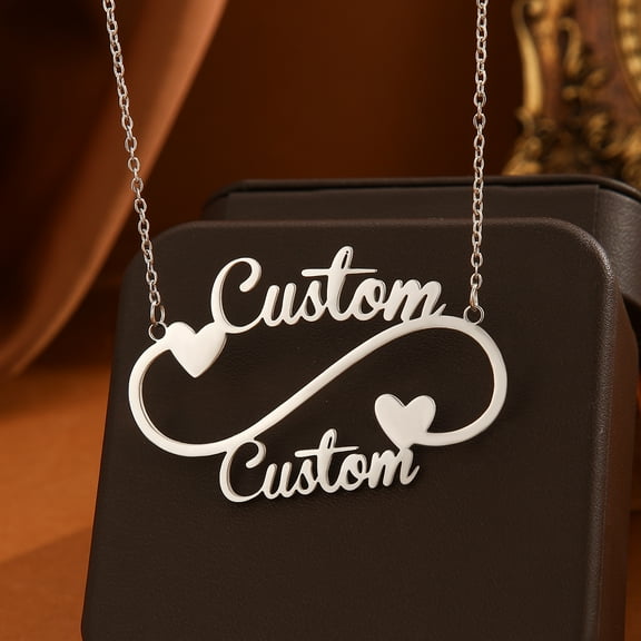 Custom Double Names Necklace for Women Men Stainless Steel Heart Infinity Chain Pendant Choker Birthday Couple Jewelry