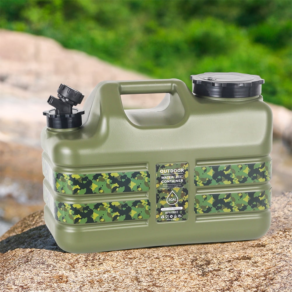 SHUWND 3 Gallon Camping Water Jug with Spigot, Camping Water Container BPA Free Water Storage No Leakage for Outdoor Hiking Picnic Supplies, Green