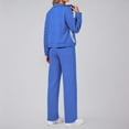 thumbnail image 2 of sususu Womens Sweat Set,Fall Outfits Stylish Women's Two Piece Tracksuit Set Comfortable Zip Up Jacket And Wide Leg Jogger Pants With Contrast Stripes Design For Everyday Wear - Blue, 2 of 8