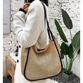 thumbnail image 2 of LHSHID Women Straw Bags Summer Rattan Hand-Woven Beach Large Tote Bag Fashion Handbag with PU Strap, 2 of 6