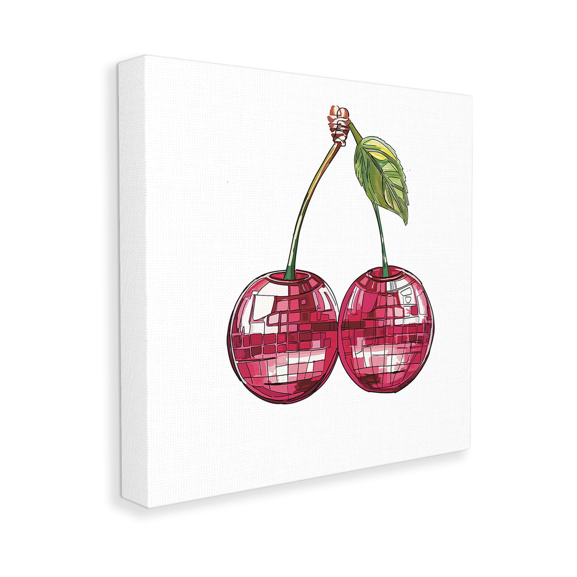 Stupell Industries Patterned Cherry Fruit Food & Beverage Painting Gallery Wrapped Canvas Art Print Wall Art, 17 x 17