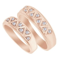 White Natural Diamond His And Hers Wedding Band Set in 14K Rose Gold (0.33 Cttw)