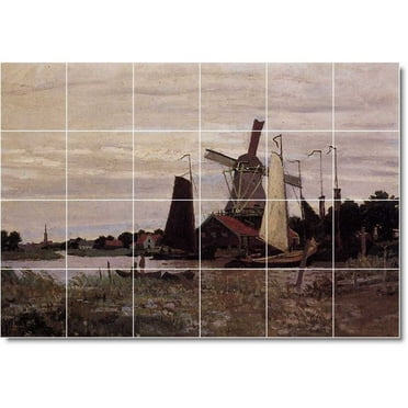 Ceramic Tile Mural-Claude Monet Country Painting 73. 25.5" w x 17" h using (24) 4.25 x 4.25 ceramic tiles