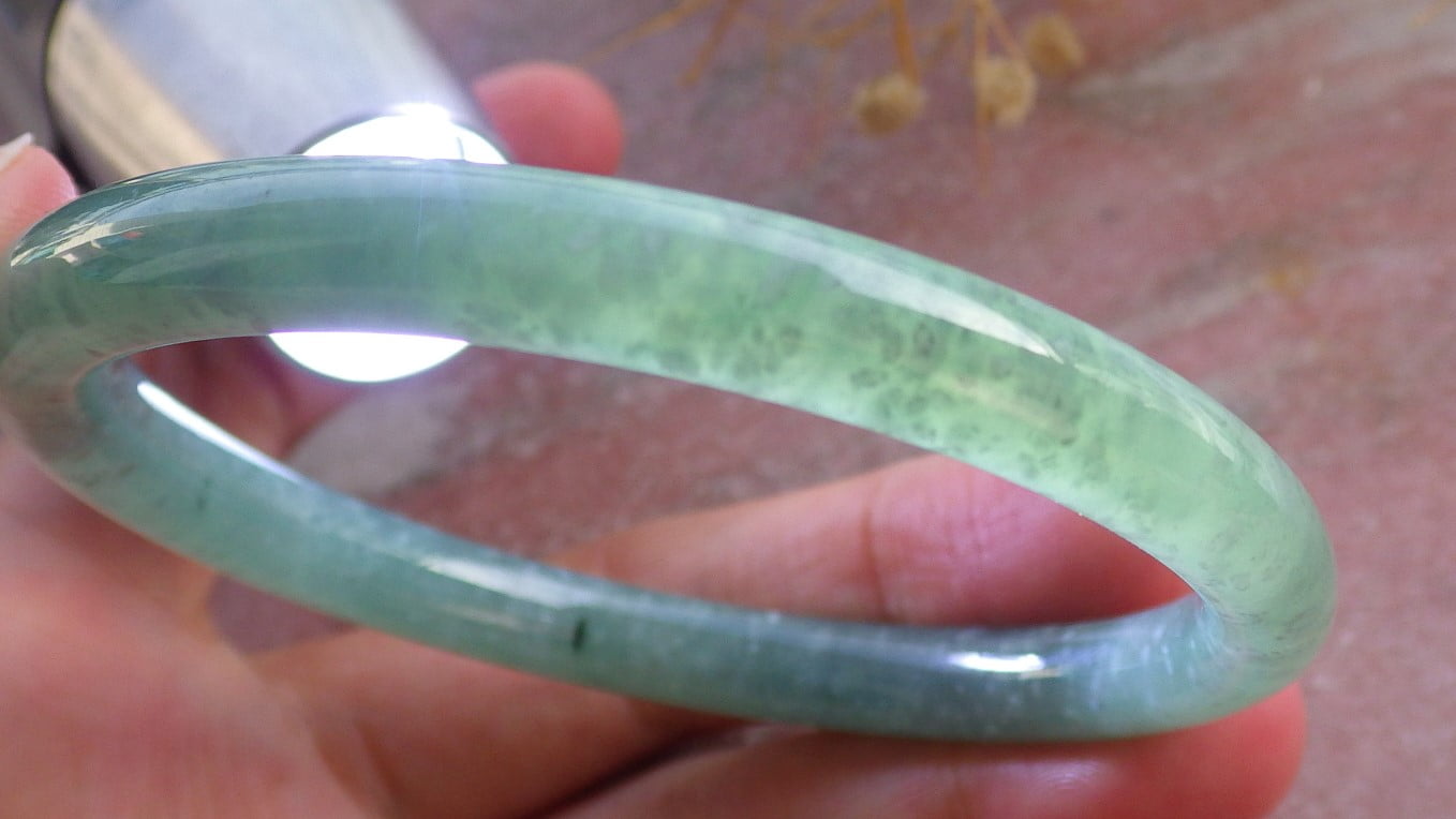 Icy Green Natural A JADE Jadeite Circle Bangle Bracelet 58 mm 683733 TN