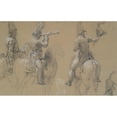 thumbnail image 2 of Circle of Jean Louis Ernest Meissonier 18x13 Gold Ornate Wood Frame and Double Matted Museum Art Print Titled - Studies of Mounted&nbsp;Soldiers (19th&nbsp;Century), 2 of 4