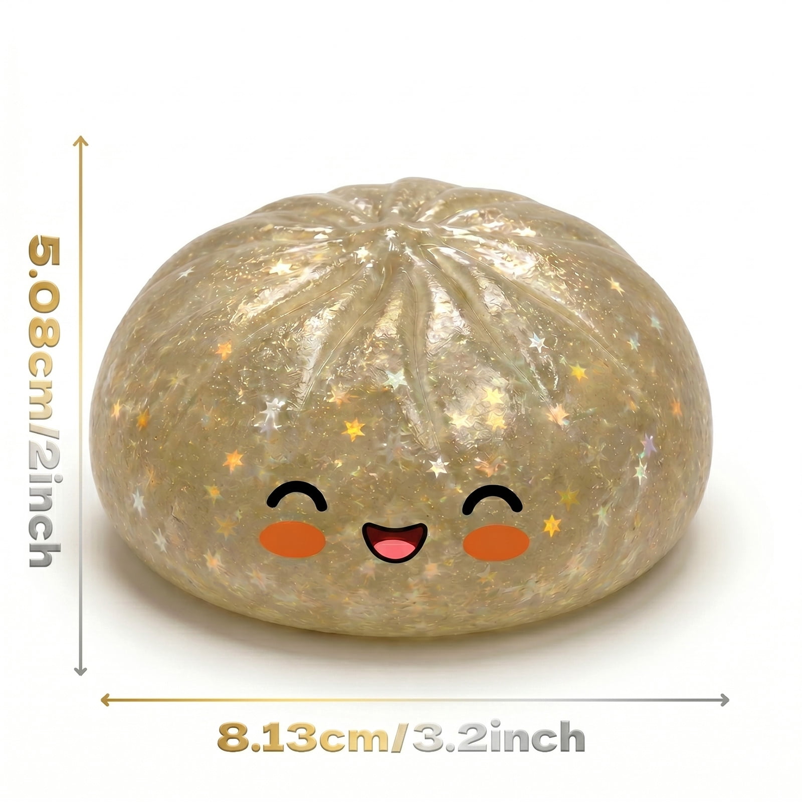Guvpev Dumpling Squishy Stress Balls, Glitter Squishy Dumplings Squeeze Toys, Mystery Bao Bun Squishies with Steamer Box Fun Novelty & Gag Toys Gifts