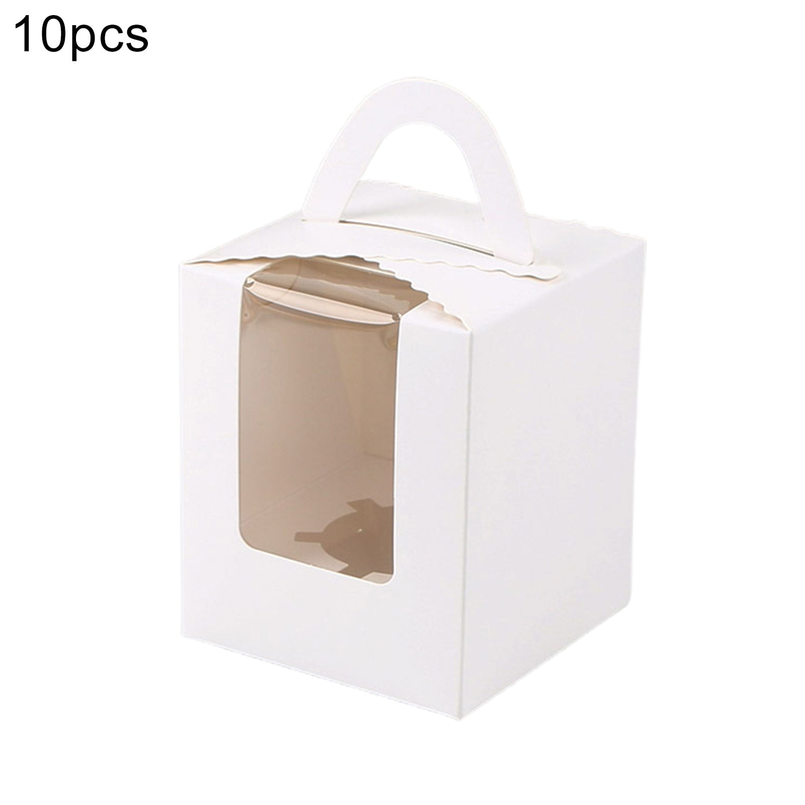 10 Pcs Individual Cupcakes Boxes, Portable Paper Cupcake Holder