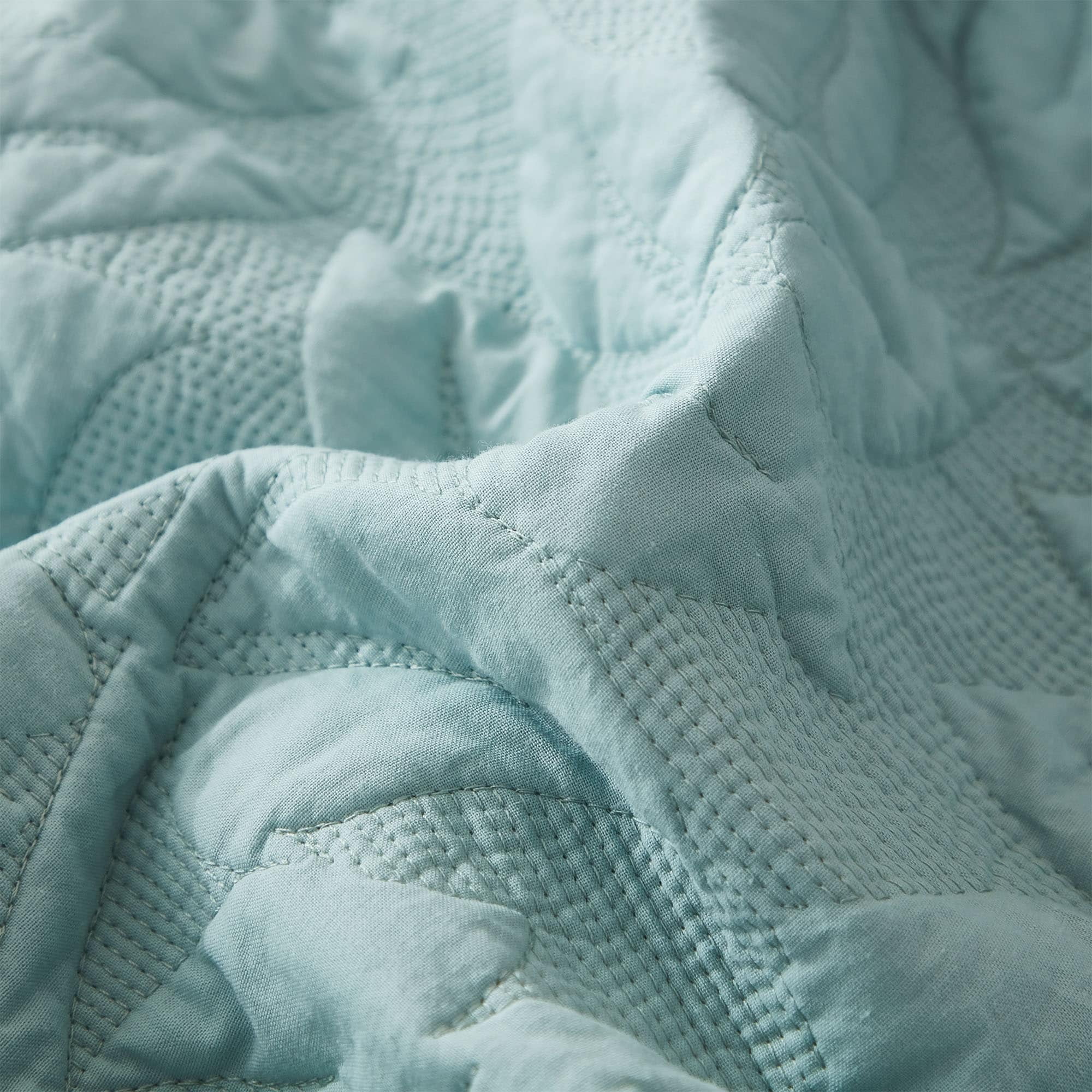 MarCielo  3 Piece Cotton Oversized Bedspread Quilt Set Tmonica Aruba Blue - Oversized King