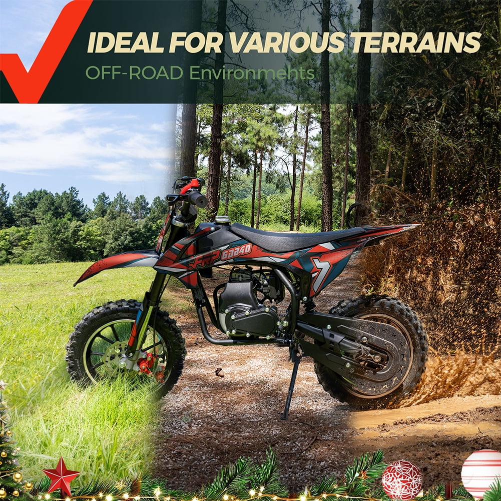 FRP FX40 40cc Dirt Bikes, 4-Stroke Gas Dirtbike for 13+, Mini Dirt Bike with Pull Start, Rear Disc Brake, EPA Certified, 20MPH Max Speed, Up to 132 LBS - Red