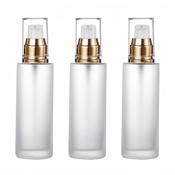 Botellas con bomba de loción Doromy de vidrio esmerilado de 60 ml (paquete de 3)