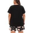 thumbnail image 5 of MUKVIK Plus Size Pajamas for Women Set, 2 Piece Womens Plus Size Short Sleeve V Neck Top and Shorts Pajama Sets with Pockets(Floral Black 1,2X), 5 of 8