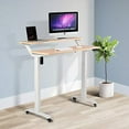 thumbnail image 4 of UNICOO® 2 Tier Electric Height Adjustable Standing Desk with Wheels, Electric Mobile Standing Workstation, Sit Stand Desk Home Office Desk Whole-Piece Desk Board 48 * 24 in (KT1002-LW) 2Tier, 4 of 8