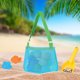 thumbnail image 4 of Bolsa De Juguetes Bolsa de playa de malla, estilo lindo, bolsa de mano, bolsa de recolección para exteriores (verde azul claro), 4 of 5