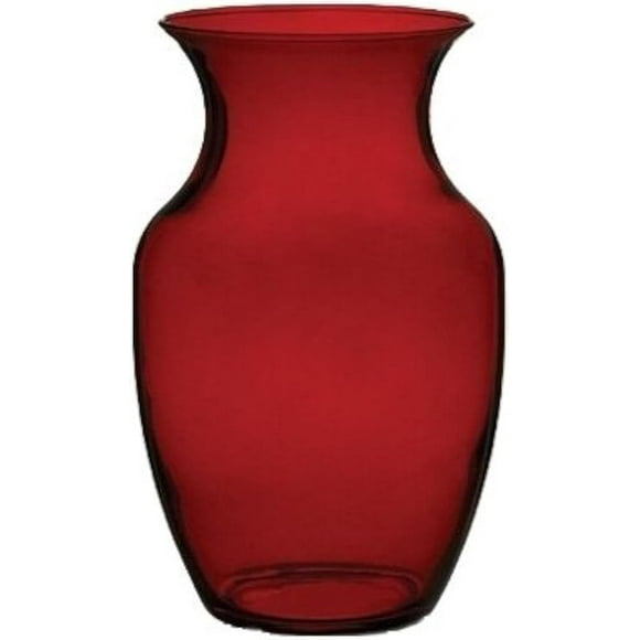 Floral Supply Online - 8" Rose Vase and Flower Guide Booklet - Decorative Glass Flower Vase for Floral Arrangements, Weddings, Home Decor or Office. (Red)