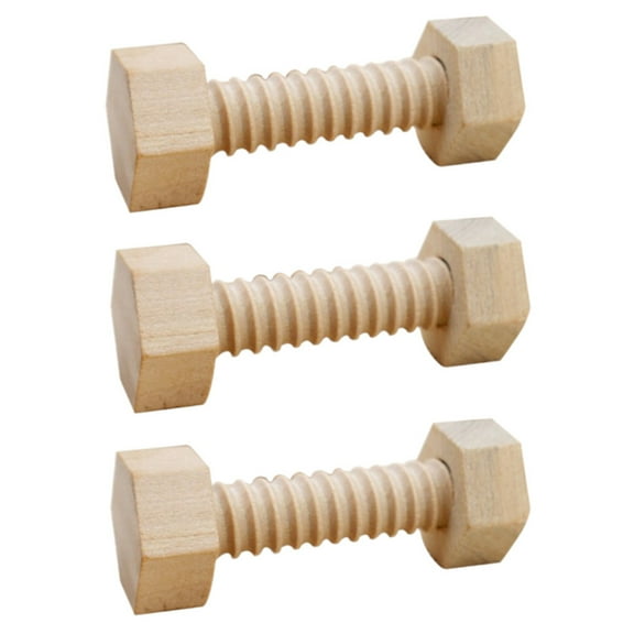 MANNYA 3 Pcs Wooden Screw Nut Building Assembling Blocks Hands-on Teaching Puzzle Toys