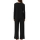 thumbnail image 3 of Conjunto de pijamas INSPIRE CHIC para mujer, con cuello redondo, de manga larga, ropa de dormir suave, PJs de descanso con bolsillo, XS, negro, 3 of 6