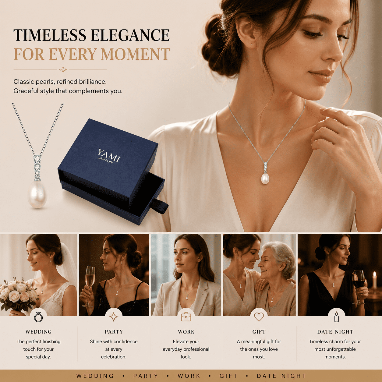 Yami 9-10mm Purple Elegant Edison Freshwater Pearl Drop Pendant Necklace with Real Gold Plated 925 Sterling Silver