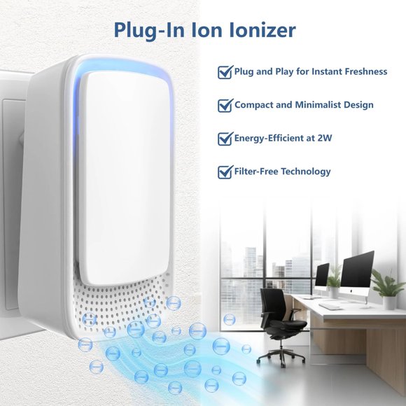 Birdeem Negative Ion Air Purifier,Filterless Portable Air Cleaner for Home Office Kitchen Bedroom Bathroom,Quiet Compact Plug in Air Purifier with Energy Efficient Design,Set of 2