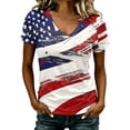 thumbnail image 3 of DHFJKG V Neck T Shirt Women Short Sleeve Independence Day US National Flag Tees 250 Years Anniversary USA Shirts, 3 of 5