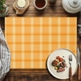 thumbnail image 2 of Placemats Set of 4, Orange Check Plaid Place Mats Classic Check Block Tablemats Washable Placemat Table Decoration for Kitchen Table Dinner Party Home Decor Indoor Outdoor 13x19 Inch, 2 of 9
