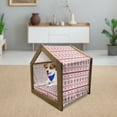 thumbnail image 3 of Nordic Pet House, Christmas Pattern with Winter Inspirations Scandinavian Motifs European, Outdoor & Indoor Portable Dog Kennel with Pillow and Cover, 5 Sizes, Red Sky Blue White, by Ambesonne, 3 of 5