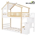 thumbnail image 2 of Bellemave Twin over Twin Bunk Beds with Storage Stairs,Guardrail, Window and Roof, Twin Bunk Bed House Bunk Bed/Low Bunk Bed(Natural), 2 of 12