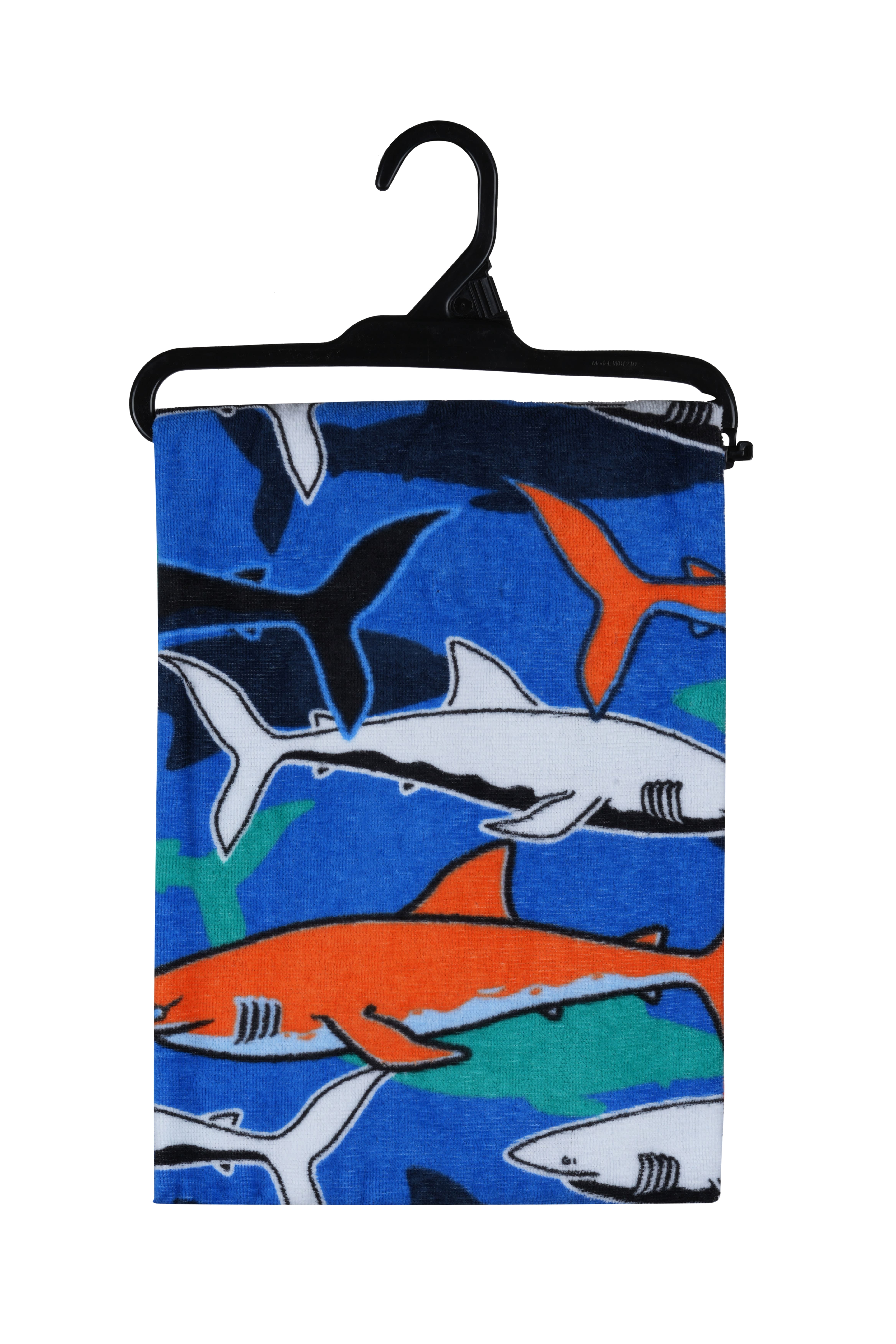 Mainstays Cotton Blend Multi-color Shark Camo Beach Towel, 28" x 60"