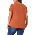 thumbnail image 4 of DARING DIVA Women's Plus V Neck Short Petal Sleeve Shirts Dressy Tops 1X Caramel, 4 of 6