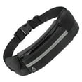 thumbnail image 3 of Riñonera impermeable con diseño de tiras reflectantes, color negro, para deporte, con orificio para auriculares, 3 of 12