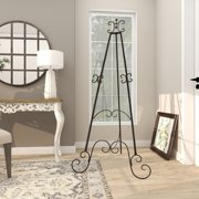 DecMode 25 x 70 Black Metal Tall Adjustable Floor 3 Tier Scroll Easel, 1-Piece