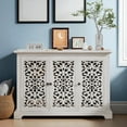 thumbnail image 2 of GZXS Antique White Accent Cabinet with 3 Carved Doors, Multipurpose Buffet Sideboard for Home Organization, 43.3"L x 15.7"W x 29.9"H, 2 of 7