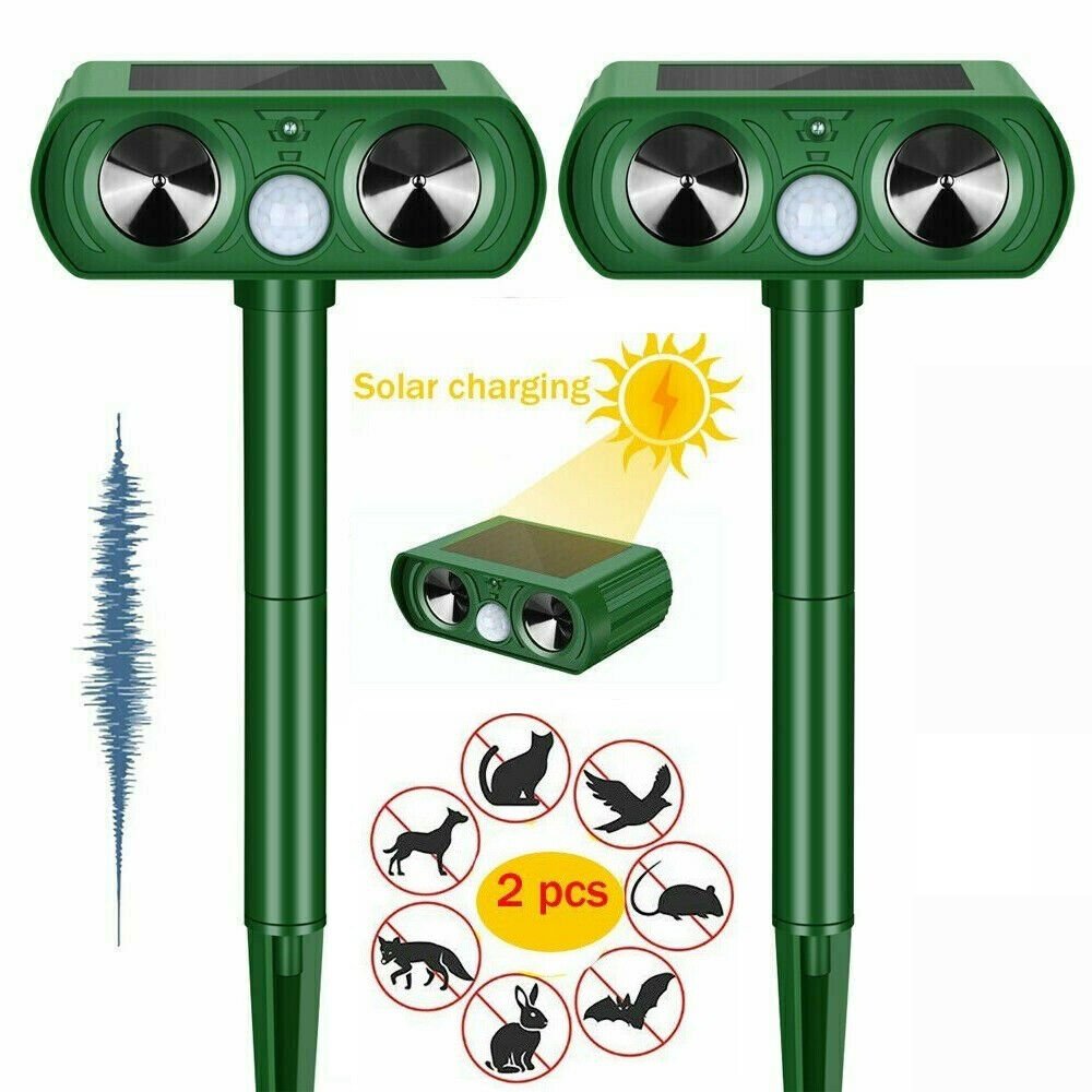 Ultrasonic Solar Animal Repeller, Dog Cat Repeller with Motion Sensor and Flashing Lights