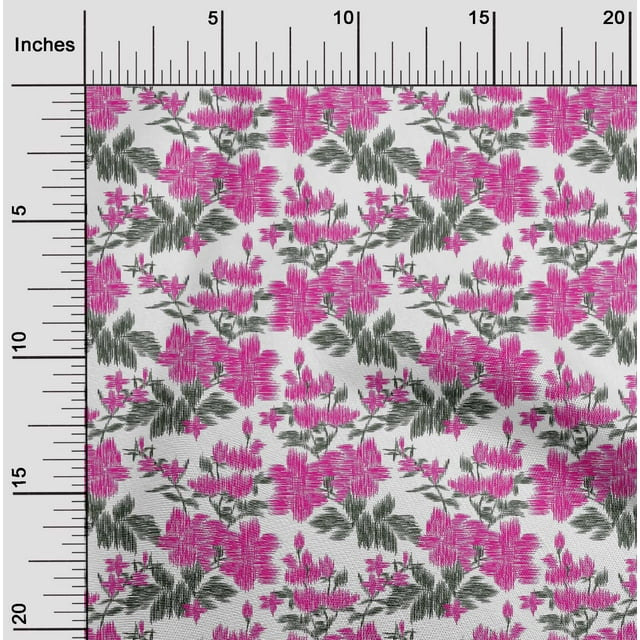 oneOone Polyester Lycra Fabric Leaves & Floral Ikat Print Fabric By The Yard 56 Inch Wide