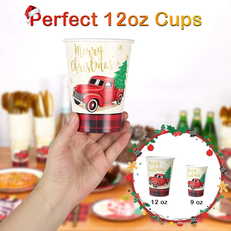 DECORLIFE Christmas Paper Plates and Napkins Sets Serve 24, Santa and  Snowman Themed Christmas Party Supplies, Forks Included, Christmas Plates